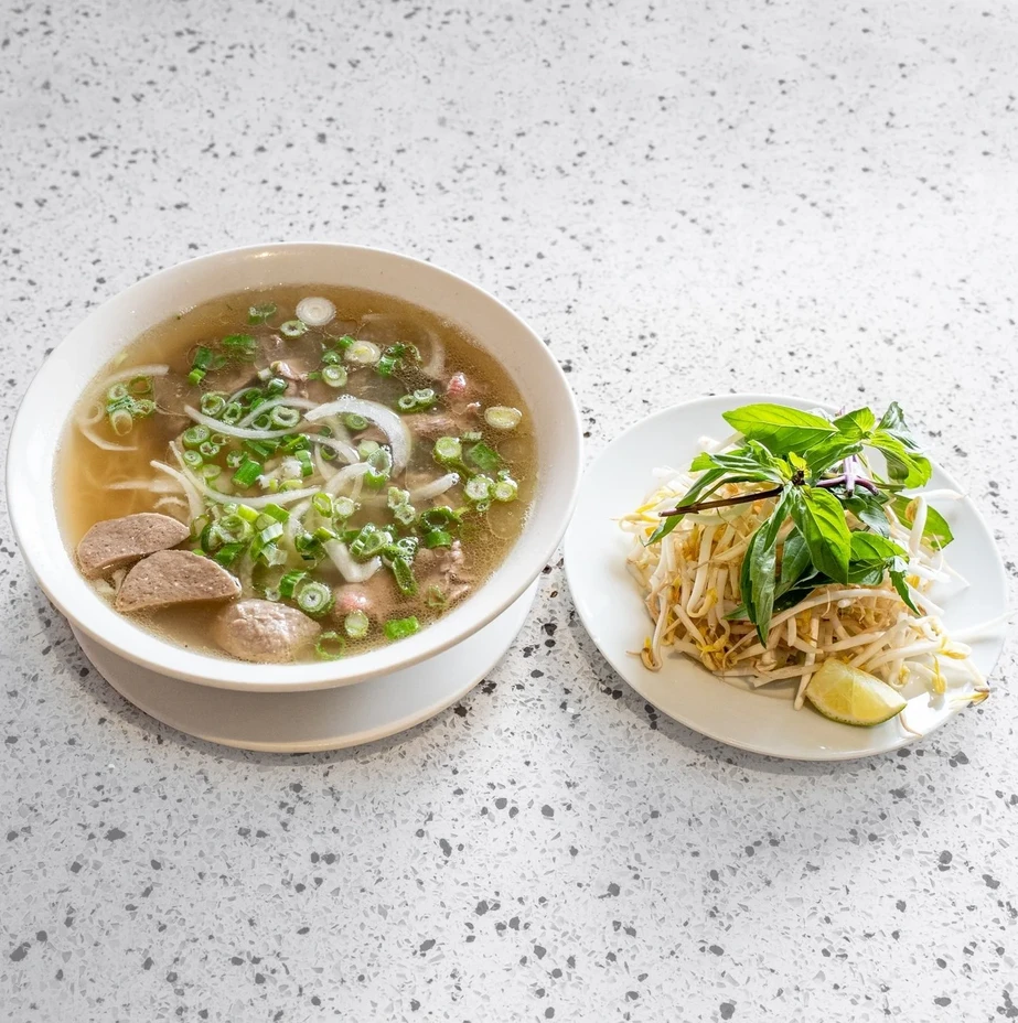Beef pho noodle soup at Saigon Royal Vietnamese restaurant in southeast Calgary