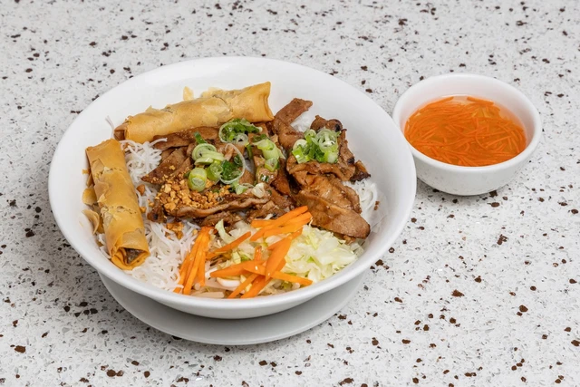 Vietnamese vermicelli bowl with grilled meat at Saigon Royal in Douglasdale Calgary